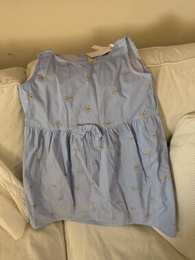 Girls' Blue Daisy Embroidered Summer Dress